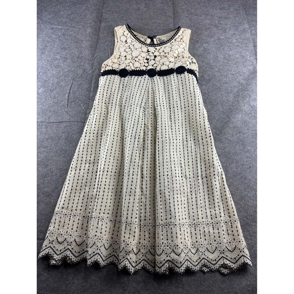 Diane Samandi Jonquil Dress Womens P S Cream Lace Eyelet Cotton Mini Preppy USA
